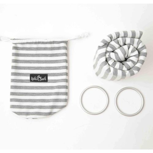 란시노 Lansinoh 4 in 1 Baby Wrap Carrier and Ring Sling by Kids N Such | Gray and White Stripes Cotton | Use as a...