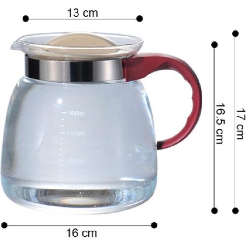  Lantelme Borosilikatglas Teekanne 1,8 Liter Glaskanne Griff und Deckel Borosilikat Glas Tee Getranke Kanne 6109