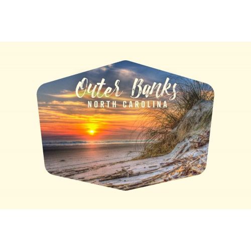  Lantern Press Outer Banks, North Carolina - Sunset on Beach - Contour 105448 (100% Cotton Kitchen Towel)