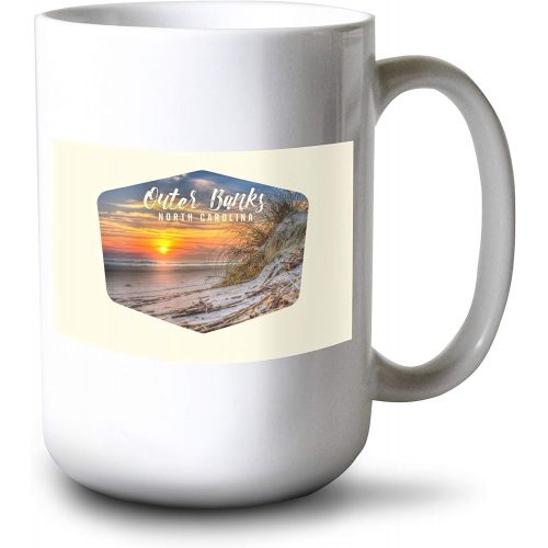  Lantern Press Outer Banks, North Carolina - Sunset on Beach - Contour 105448 (100% Cotton Kitchen Towel)