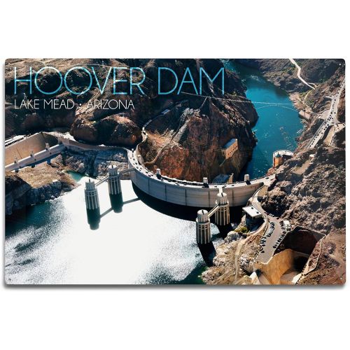  Lantern Press Lake Mead, Arizona, Hoover Dam View (6x9 Aluminum Art, Indoor Outdoor Metal Sign Decor)