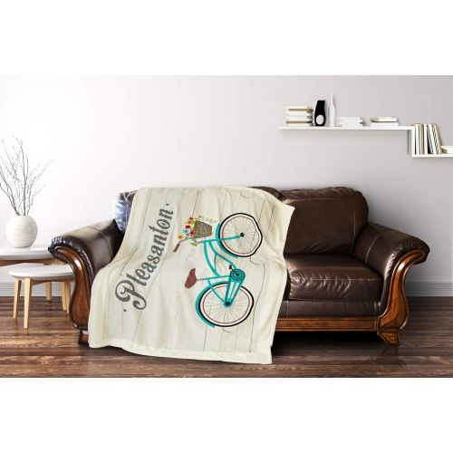  Lantern Press Pleasanton, California - Beach Cruiser and Basket - The Simple Life (60x80 Poly Fleece Thick Plush Blanket)