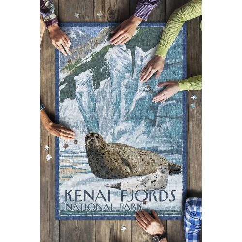  Lantern Press Kenai Fjords National Park, Alaska - Seals and Ice Shelf (20x30 Premium 1000 Piece Jigsaw Puzzle, Made in USA!)