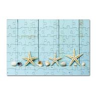 Lantern Press Seashells and Starfish on a Shelf Photography A-91191 (8x12 Premium Acrylic Puzzle, 63 Pieces)