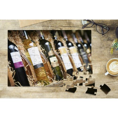  Lantern Press Closeup of Wine Shelf Photography A-93544 (8x12 Premium Acrylic Puzzle, 63 Pieces)
