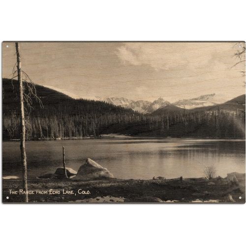  Lantern Press Echo Lake, Colorado, View of the Range from the Lake Birch Wood Wall Sign (6x9 Rustic Home Decor, Ready to Hang Art)