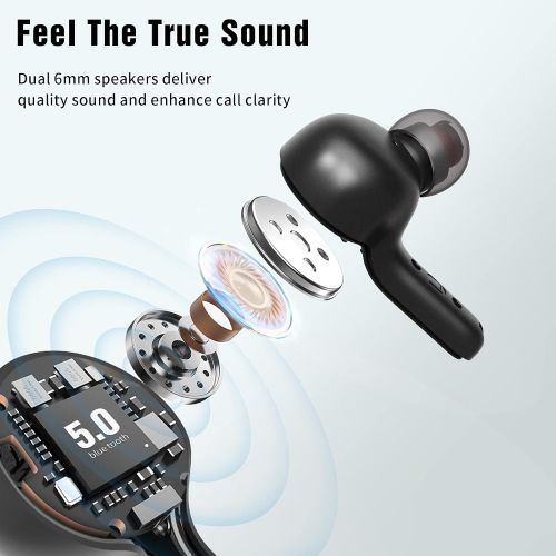  True Wireless Earbuds,Lanteso TWS Bluetooth Earbuds with Mics Clear Call Touch Control Bluetooth Headphones with Bass Sound in Ear Earphones for Music,Home Office…