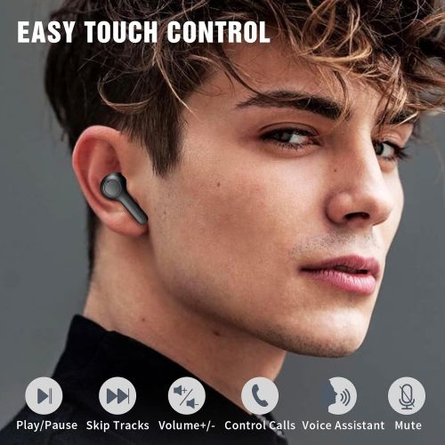  True Wireless Earbuds,Lanteso TWS Bluetooth Earbuds with Mics Clear Call Touch Control Bluetooth Headphones with Bass Sound in Ear Earphones for Music,Home Office…