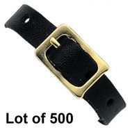 Lantor 500 Black Leather Luggage Tag Loop Buckle Strap Luggage Travel Tags