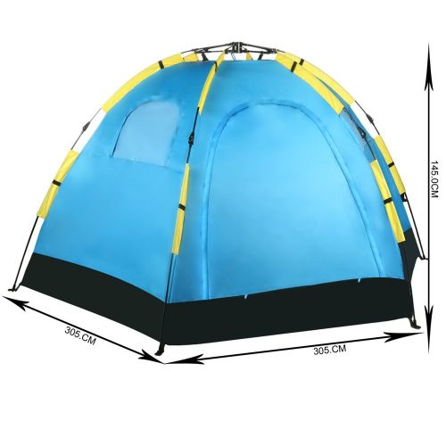  Lantusi Family Tent for Camping 5-8 Person Automatic Pop Up Tents Waterproof Tent for Outdoor Sports Hiking Travel Beach with Zippered Door and Carrying Bag - Blue(US STOCK)