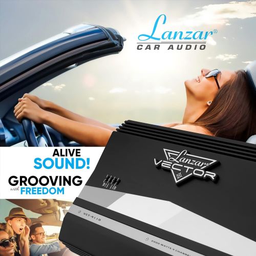  [아마존베스트]Lanzar 2-Channel High Power MOSFET Amplifier - Slim 2000 Watt Bridgeable Mono Stereo 2 Channel Car Audio Amplifier w/ Crossover Frequency and Bass Boost Control, RCA input and Line Output