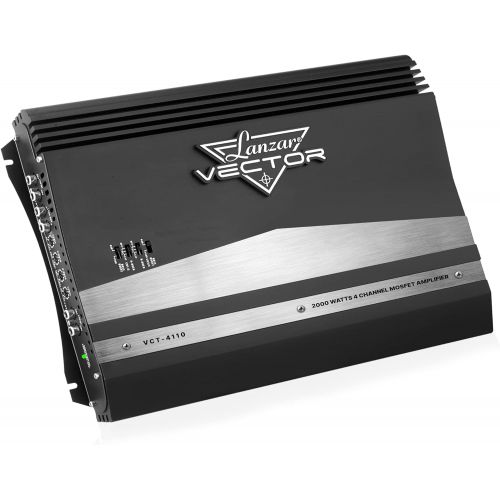  [아마존베스트]Lanzar 2-Channel High Power MOSFET Amplifier - Slim 2000 Watt Bridgeable Mono Stereo 2 Channel Car Audio Amplifier w/ Crossover Frequency and Bass Boost Control, RCA input and Line Output