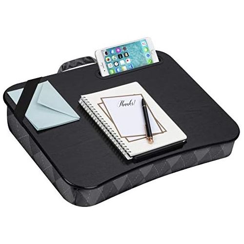  LapGear Designer Lap Desk with Phone Holder and Device Ledge - Gray Argyle - Fits up to 15.6 Inch Laptops - Style No. 45438