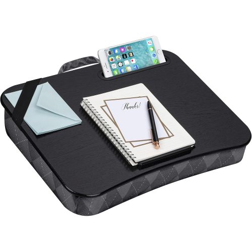  LapGear Designer Lap Desk with Phone Holder and Device Ledge - Gray Argyle - Fits up to 15.6 Inch Laptops - Style No. 45438