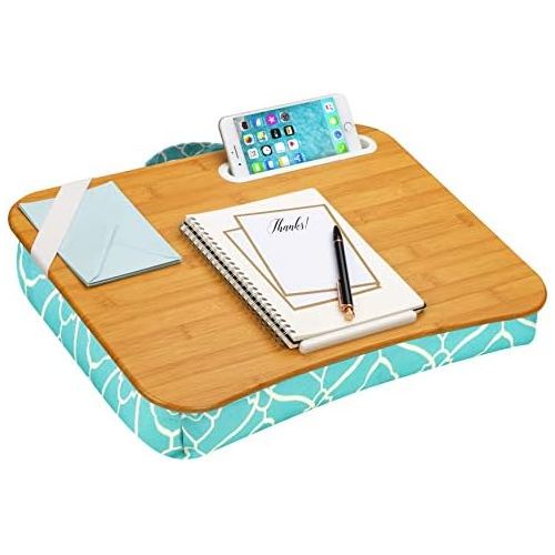  [아마존베스트]LapGear Designer Lap Desk with Phone Holder and Device Ledge - Aqua Trellis - Fits up to 15.6 Inch Laptops - Style No. 45422,Medium - Fits up to 15.6 Laptops