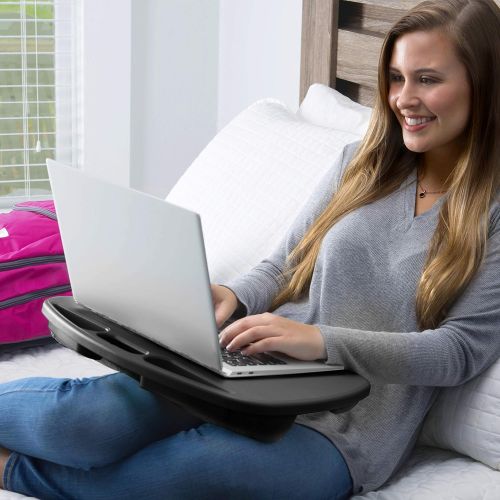  [아마존베스트]LapGear Mydesk Lap Desk with Device Ledge and Phone Holder - Black - Fits Up to 15.6 Inch Laptops - Style No. 44448