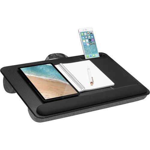  [아마존베스트]LapGear Home Office Pro Lap Desk with Wrist Rest, Mouse Pad, and Phone Holder - Black Carbon - Fits Up To 15.6 Inch Laptops - style No. 91598