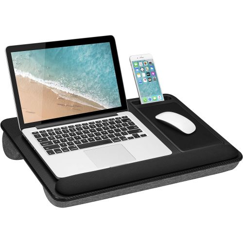  [아마존베스트]LapGear Home Office Pro Lap Desk with Wrist Rest, Mouse Pad, and Phone Holder - Black Carbon - Fits Up To 15.6 Inch Laptops - style No. 91598