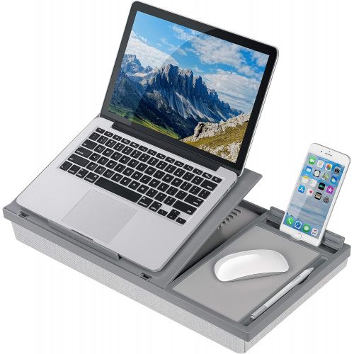  [아마존베스트]LapGear Ergo Pro Lap Desk with 20 Adjustable Angles, Mouse Pad, and Phone Holder - Gray - Fits up to 15.6 Inch Laptops and Most Tablets - Style No. 49405