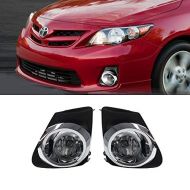Laprive Auto 2pcs For 11-13 Corolla Clear Lens Blk Cover Driving Fog Lights+Bulbs+Switch+Wiring