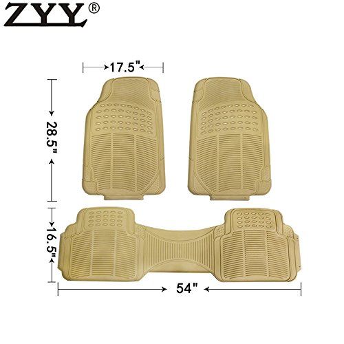  Laprive Auto 3pcs New Heavy Duty All Weather Trimmable PVC Rubber Beige Car Floor Carpet Mats