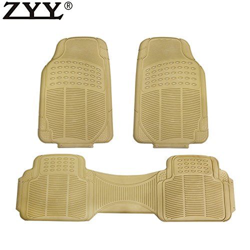  Laprive Auto 3pcs New Heavy Duty All Weather Trimmable PVC Rubber Beige Car Floor Carpet Mats