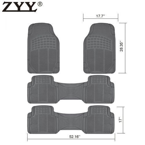  Laprive Auto 4pcs New Heavy Duty All Weather Trimmable PVC Rubber Grey Car Floor Carpet Mats