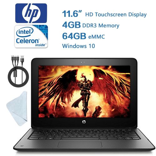 에이치피 HP Probook 11.6 inch (1366 x 768) Convertible Touchscreen Laptop, Intel Celeron, 64GB SSD, 4GB RAM, Win10 WValued 25.99 Wiping Cloth 3 in 1 USB Charging Cable