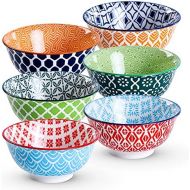 [아마존베스트]Lareina Porcelain Cereal Bowls, 23 Fluid Ounces Vibrant Colors bowls set for Soup, Dessert, Small Salad, Pasta or Oatmeal, Microwave and Dishwasher Safe, Cute Bowls for Kitchen - 6