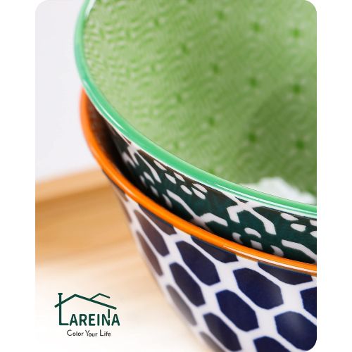  [아마존베스트]Lareina Porcelain Cereal Bowls, 23 Fluid Ounces Vibrant Colors bowls set for Soup, Dessert, Small Salad, Pasta or Oatmeal, Microwave and Dishwasher Safe, Cute Bowls for Kitchen - 6