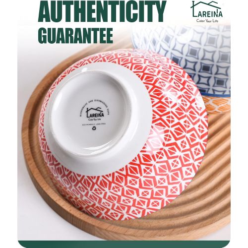  [아마존베스트]Lareina Porcelain Cereal Bowls, 23 Fluid Ounces Vibrant Colors bowls set for Soup, Dessert, Small Salad, Pasta or Oatmeal, Microwave and Dishwasher Safe, Cute Bowls for Kitchen - 6