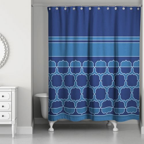  Large Quatrefoil Coins Shower Curtain in Navy