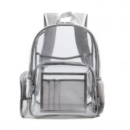 Large Clear Backpack, Heavy Duty Transparent Bookbag for School, Security, Sporting Events and more (Grey)