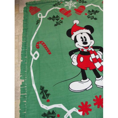  Large Disney Mickey Mouse Christmas Fleece Tie Throw Blanket: Home & Kitchen