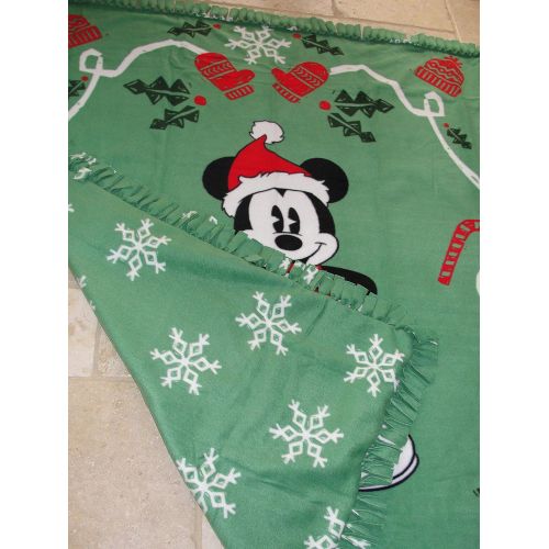  Large Disney Mickey Mouse Christmas Fleece Tie Throw Blanket: Home & Kitchen