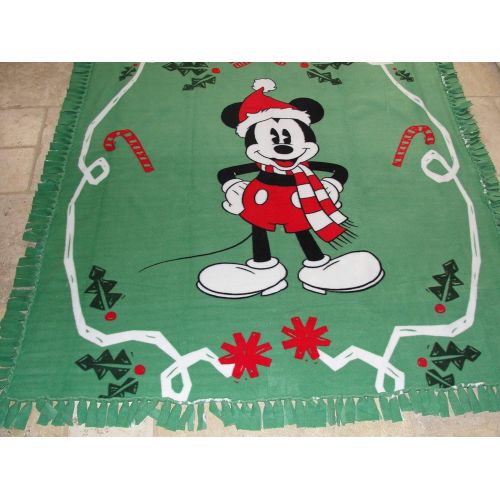  Large Disney Mickey Mouse Christmas Fleece Tie Throw Blanket: Home & Kitchen