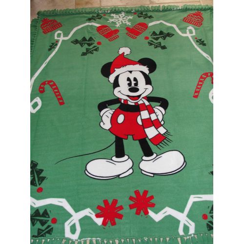  Large Disney Mickey Mouse Christmas Fleece Tie Throw Blanket: Home & Kitchen