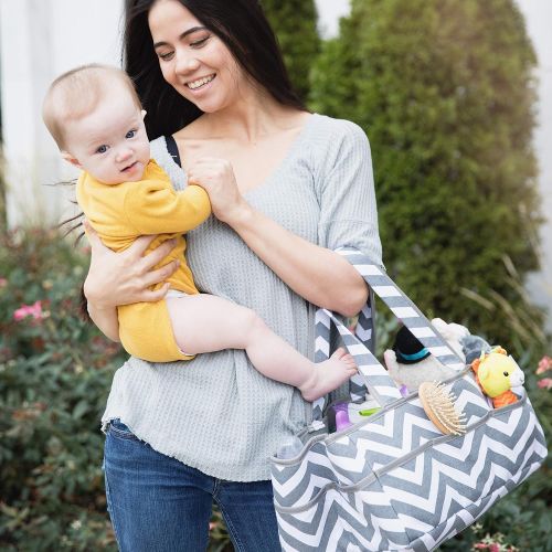  Large Washable Baby Diaper Caddy Organizer Bag - 100% Cotton - Footprints Global