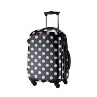 Large Ambassador Luggage Polka Dot Print Style Luggage Travel Spinner Suitcase (Blue with White, Small)