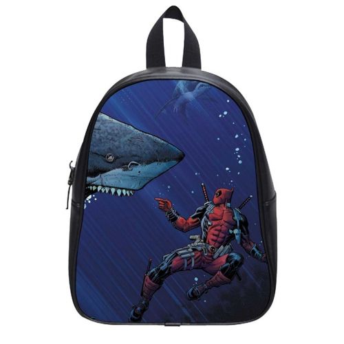  Large Backpack Soft PU Backpack School Bag Travel Bag Deadpool Pattern- Large