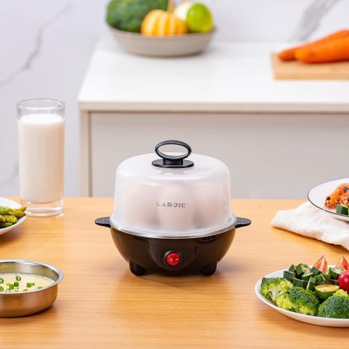  Larjie Electric Egg Boiler Cooker Rapid Poacher 1 or 7 Capacity Soft Medium Hard Boiled or Poached for Hard Boiled Scrambled Eggs or Omelets Steamed Vegetables Seafood w/Auto Shut Off Fea