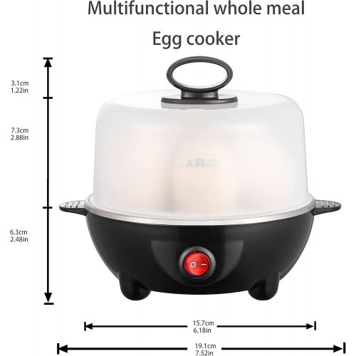  Larjie Electric Egg Boiler Cooker Rapid Poacher 1 or 7 Capacity Soft Medium Hard Boiled or Poached for Hard Boiled Scrambled Eggs or Omelets Steamed Vegetables Seafood w/Auto Shut Off Fea