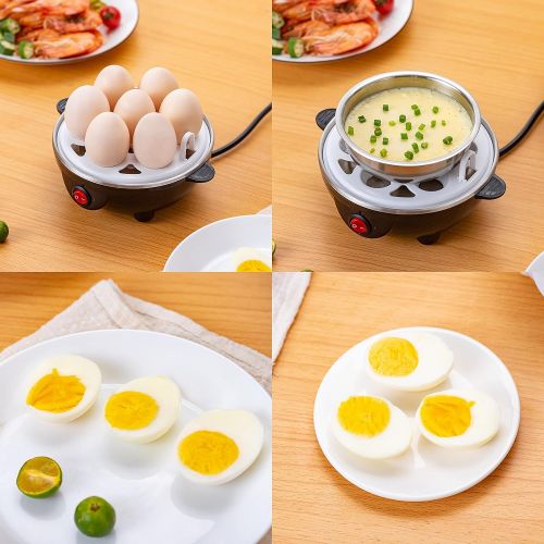  Larjie Electric Egg Boiler Cooker Rapid Poacher 1 or 7 Capacity Soft Medium Hard Boiled or Poached for Hard Boiled Scrambled Eggs or Omelets Steamed Vegetables Seafood w/Auto Shut Off Fea