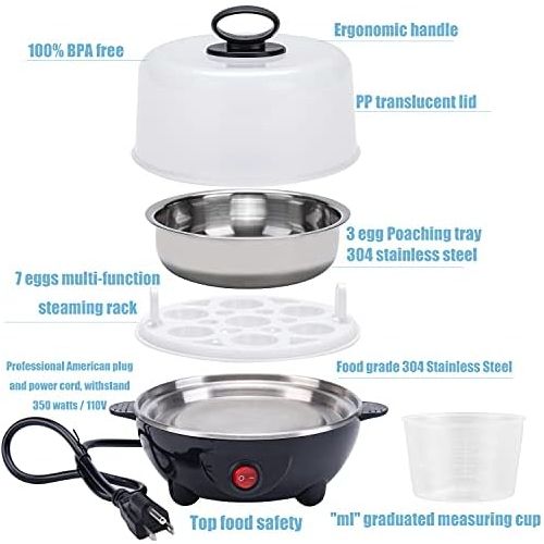  [아마존베스트]Larjie Electric Egg Boiler Cooker Rapid Poacher 7 or 14 Capacity Soft Medium Hard Boiled or Poached for Hard Boiled Scrambled Eggs or Omelets Steamed Vegetables Seafood w/Auto Shut Off Fe