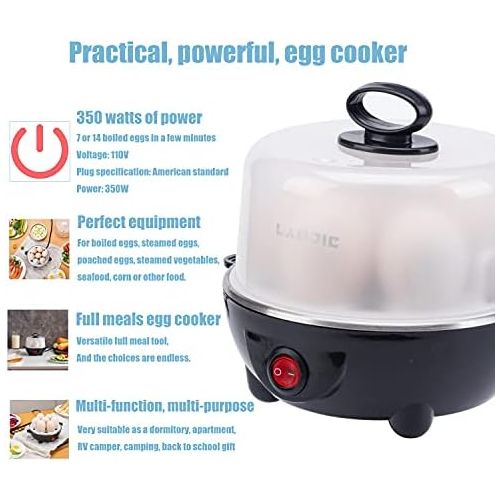  [아마존베스트]Larjie Electric Egg Boiler Cooker Rapid Poacher 7 or 14 Capacity Soft Medium Hard Boiled or Poached for Hard Boiled Scrambled Eggs or Omelets Steamed Vegetables Seafood w/Auto Shut Off Fe