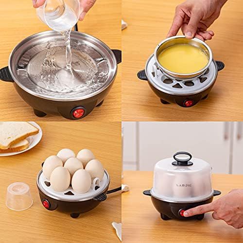  [아마존베스트]Larjie Electric Egg Boiler Cooker Rapid Poacher 7 or 14 Capacity Soft Medium Hard Boiled or Poached for Hard Boiled Scrambled Eggs or Omelets Steamed Vegetables Seafood w/Auto Shut Off Fe