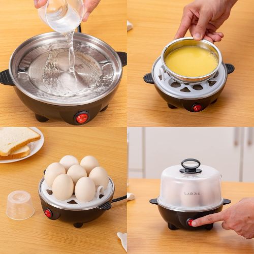  [아마존베스트]Larjie Electric Egg Boiler Cooker Rapid Poacher 7 or 14 Capacity Soft Medium Hard Boiled or Poached for Hard Boiled Scrambled Eggs or Omelets Steamed Vegetables Seafood w/Auto Shut Off Fe