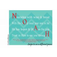 LarkRoadRhymes First Communion Gift Personalized, 8x10 Religious Poem Print For Child, Boys Keepsake Name Art For Noah