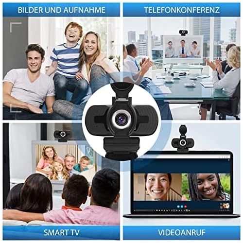  [아마존베스트]LarmTek Full HD Webcam 1080p Video Camera with Webcam Cover, USB Webcam with Built-In Microphone, Mini Plug and Play for Desktop, Laptop, Ideal for Conferences, Live Broadcasts and