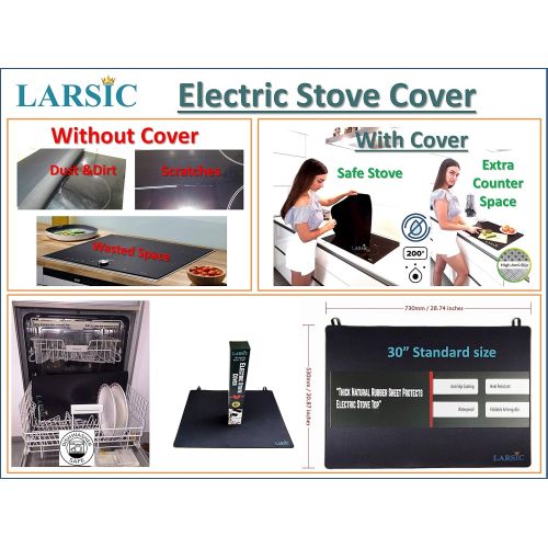  Larsic Stove Cover - Thick Natural Rubber Sheet Protects Electric Stove Top. Anti-Slip Coating, Waterproof, Heat Resistant, Foldable. Prevents Scratching, Expands Usable Space (28.